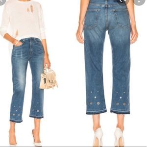 Rag & bone | high rise jeans with eyelets